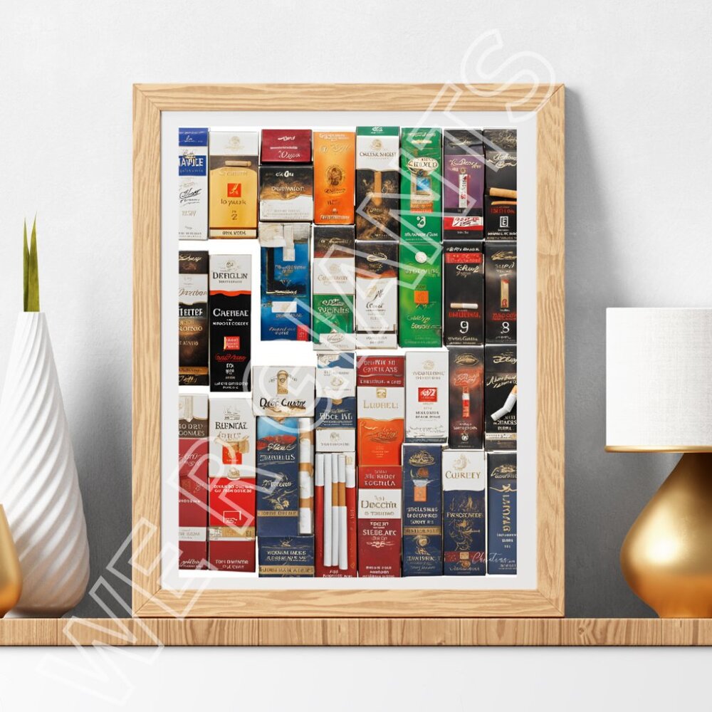 Vintage Cigarette Box Art Print 18" x 24"